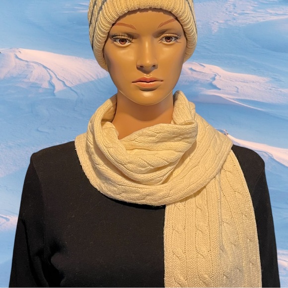 Ralph Lauren Vintage Cable Knit Scarf, Cream | OS - Picture 2 of 10
